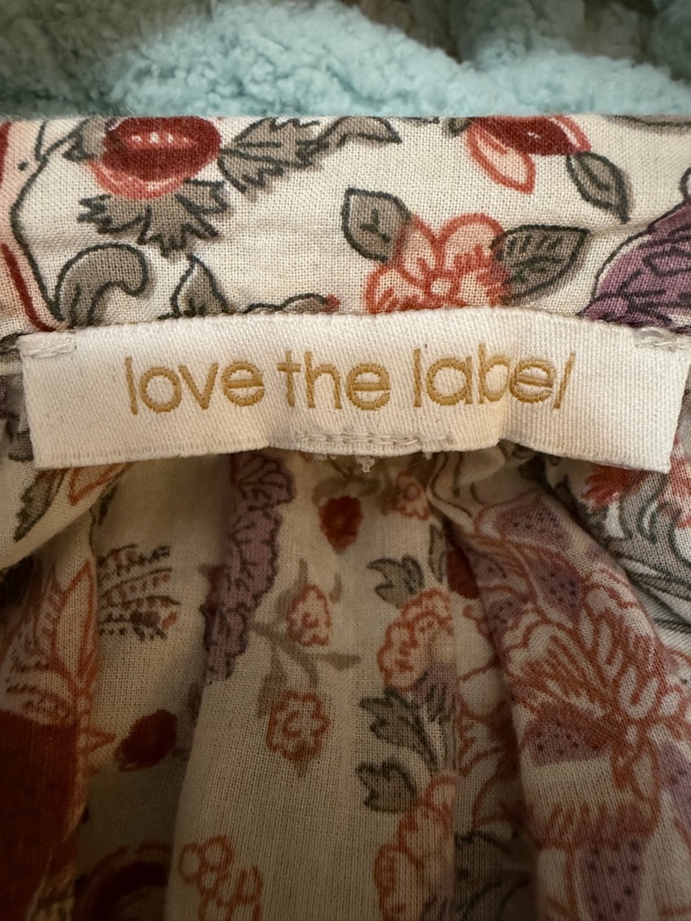 Love The Label Floral Peasant Top Rose, Green & Cream Balloon Sleeves Sz Large - Picture 7 of 17